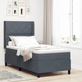 Letto a molle con materasso Grigio scuro 90 x 200 cm Velluto
