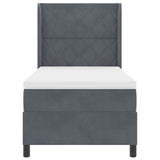 Letto a molle con materasso Grigio scuro 90 x 200 cm Velluto