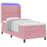 Letto a molle con materasso con led Rosa 100 x 200 cm Velluto