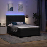 Letto a molle con materasso con led Nero 140 x 200 cm Velluto