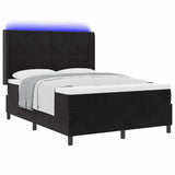 Letto a molle con materasso con led Nero 140 x 200 cm Velluto