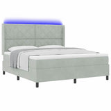 Letto a molle con testiera Grigio chiaro 180 x 200 cm Velluto