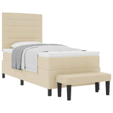 Letto a molle con materasso Crema 90 x 190 cm Tessuto
