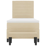 Letto a molle con materasso Crema 90 x 190 cm Tessuto