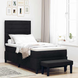 Letto a molle con testiera Nero 100 x 200 cm Tessuto