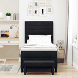 Letto a molle con testiera Nero 100 x 200 cm Tessuto