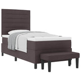 Letto a molle con testiera Marrone Scuro 100 x 200 cm Tessuto
