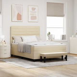 Letto a molle con materasso Crema 140 x 190 cm Tessuto