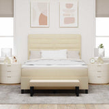Letto a molle con materasso Crema 140 x 190 cm Tessuto