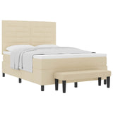 Letto a molle con materasso Crema 140 x 190 cm Tessuto