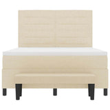 Letto a molle con materasso Crema 140 x 190 cm Tessuto