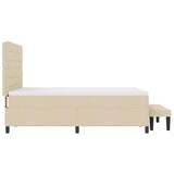 Letto a molle con materasso Crema 140 x 190 cm Tessuto