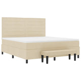 Letto a molle con cuscino Crema 180 x 200 cm Tessuto