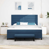 Letto a molle con testiera Blu 180 x 200 cm Tessuto