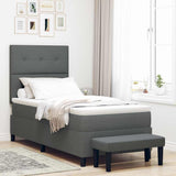 Letto a molle con materasso Grigio scuro 90 x 190 cm Tessuto