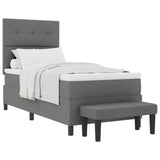 Letto a molle con materasso Grigio scuro 90 x 190 cm Tessuto