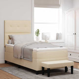 Letto a molle con testiera Crema 100 x 200 cm Tessuto