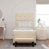 Letto a molle con testiera Crema 100 x 200 cm Tessuto