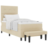 Letto a molle con testiera Crema 100 x 200 cm Tessuto