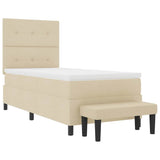 Letto a molle con testiera Crema 100 x 200 cm Tessuto