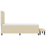 Letto a molle con testiera Crema 100 x 200 cm Tessuto