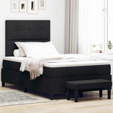 Letto a molle con materasso Nero 120 x 190 cm Tessuto