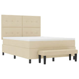 Letto a molle con testiera Crema 140 x 200 cm Tessuto