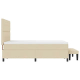 Letto a molle con testiera Crema 140 x 200 cm Tessuto