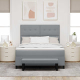 Letto a molle con testiera Grigio chiaro 160 x 200 cm Tessuto