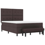 Letto a molle con testiera Marrone Scuro 160 x 200 cm Tessuto