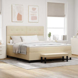 Letto a molle con testiera Crema 180 x 200 cm Tessuto
