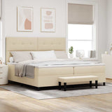 Letto a molle con testiera Crema 200 x 200 cm Tessuto