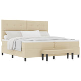Letto a molle con testiera Crema 200 x 200 cm Tessuto