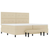 Letto a molle con testiera Crema 200 x 200 cm Tessuto