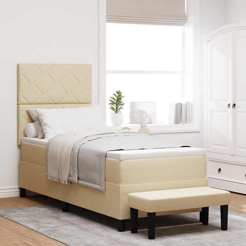 Letto a molle Crema 80 x 200 cm Tessuto & Legno truciolato