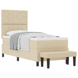Letto a molle con materasso Crema 80 x 200 cm Tessuto