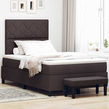 Letto a molle con testiera Marrone Scuro 120 x 190 cm Tessuto