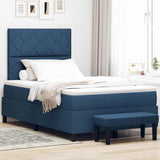 Letto a molle Blu 120 x 190 cm Tessuto & Legno truciolato