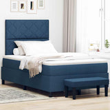 Letto a molle con materasso Blu 120 x 200 cm Tessuto