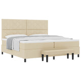 Letto a molle con testiera Crema 200 x 200 cm Tessuto