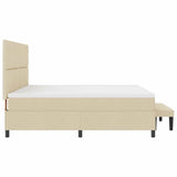Letto a molle con testiera Crema 200 x 200 cm Tessuto