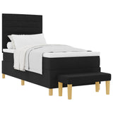 Letto a molle con testiera Nero 200 x 90 cm Tessuto