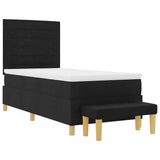 Letto a molle con testiera Nero 200 x 90 cm Tessuto