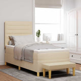 Letto a molle con materasso Crema 90 x 190 cm Tessuto