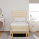 Letto a molle con materasso Crema 90 x 190 cm Tessuto