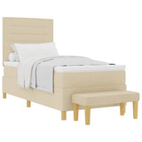 Letto a molle con materasso Crema 90 x 190 cm Tessuto