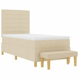 Letto a molle con materasso Crema 90 x 190 cm Tessuto