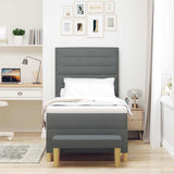 Letto a molle con testiera Grigio scuro 200 x 90 cm Tessuto