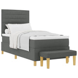 Letto a molle con testiera Grigio scuro 200 x 90 cm Tessuto