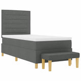 Letto a molle con testiera Grigio scuro 200 x 90 cm Tessuto